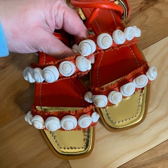 Tory Burch Sinclair ankle wrap seashell sandals.6 - Picture 7 of 8